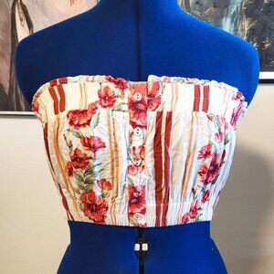 Pink and white floral tube top size Small. Gently used